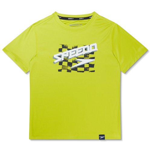 Speedo Graphic Short Sleeve Swim Shirt for Men Lime Large
